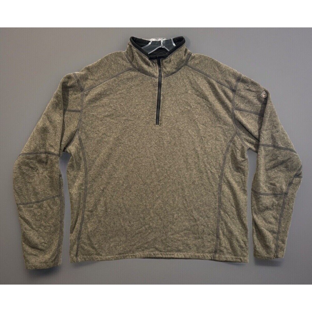 KUHL Womens Kashmira 1/4 Zip Sweater Pullover Sz XXL Brown Khaki Hike Trail Camp